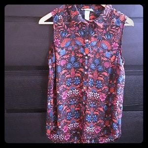 H&M Semi Sheer Floral Print Top